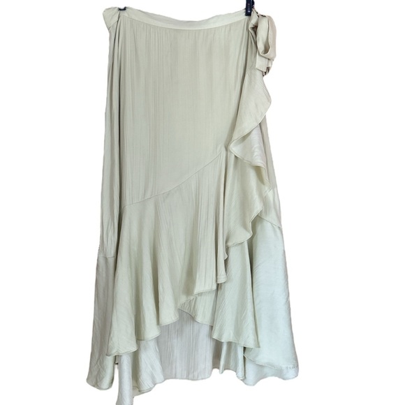 Maeve by Anthropologie Chartreuse Ruffle Wrap Skirt Romantic & Breezy Boho Style - Picture 4 of 13